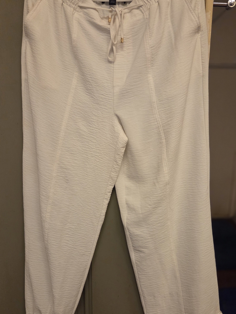 Womens White Drawstring Casual Pants